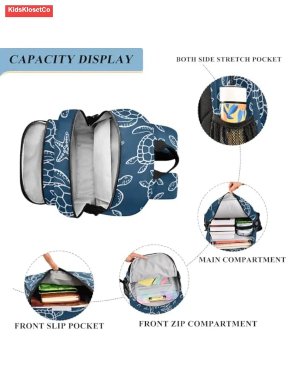 Sea Turtle Starfish Kids Backpack Lightweight School Bookbag for Girls Boys